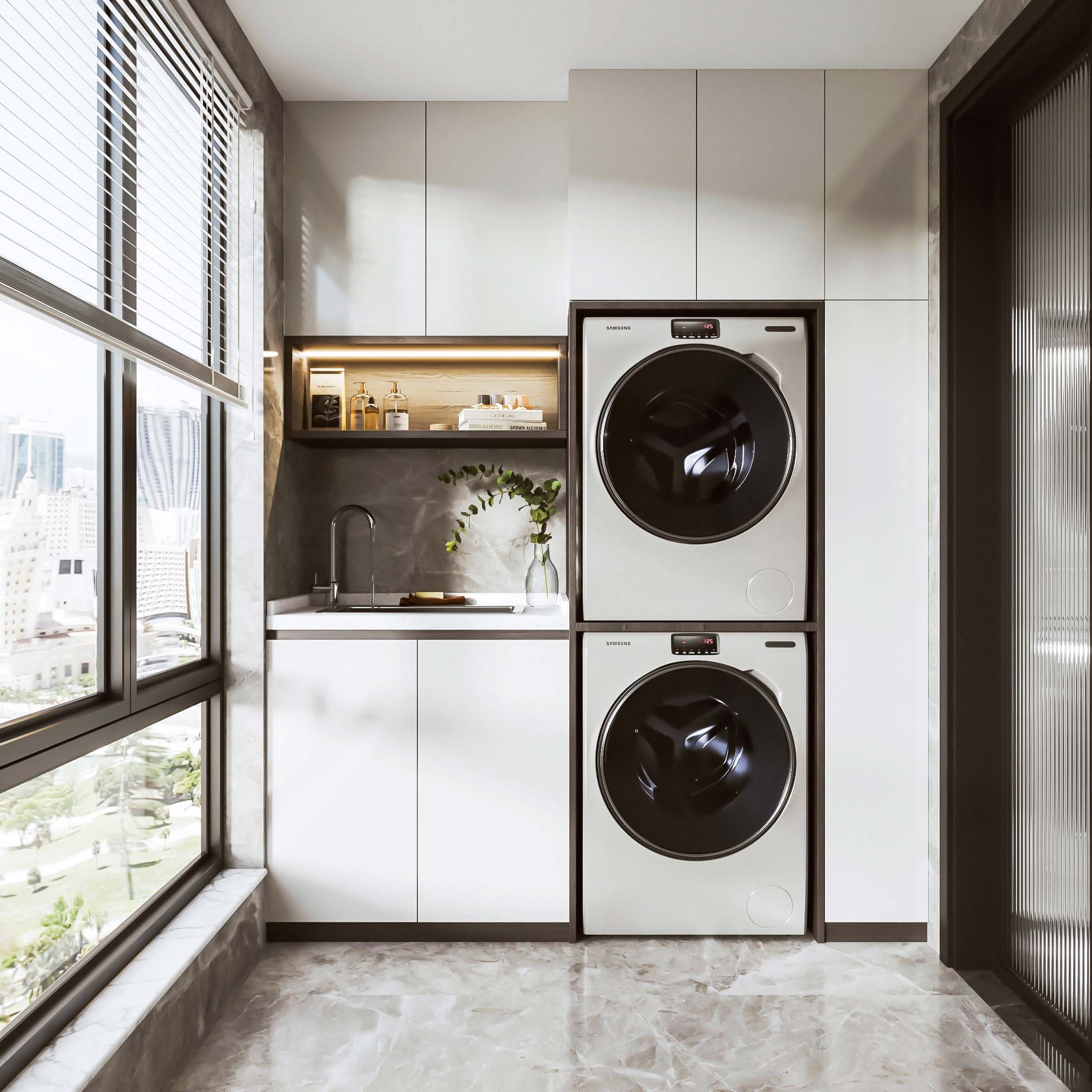 custom washer cabinets