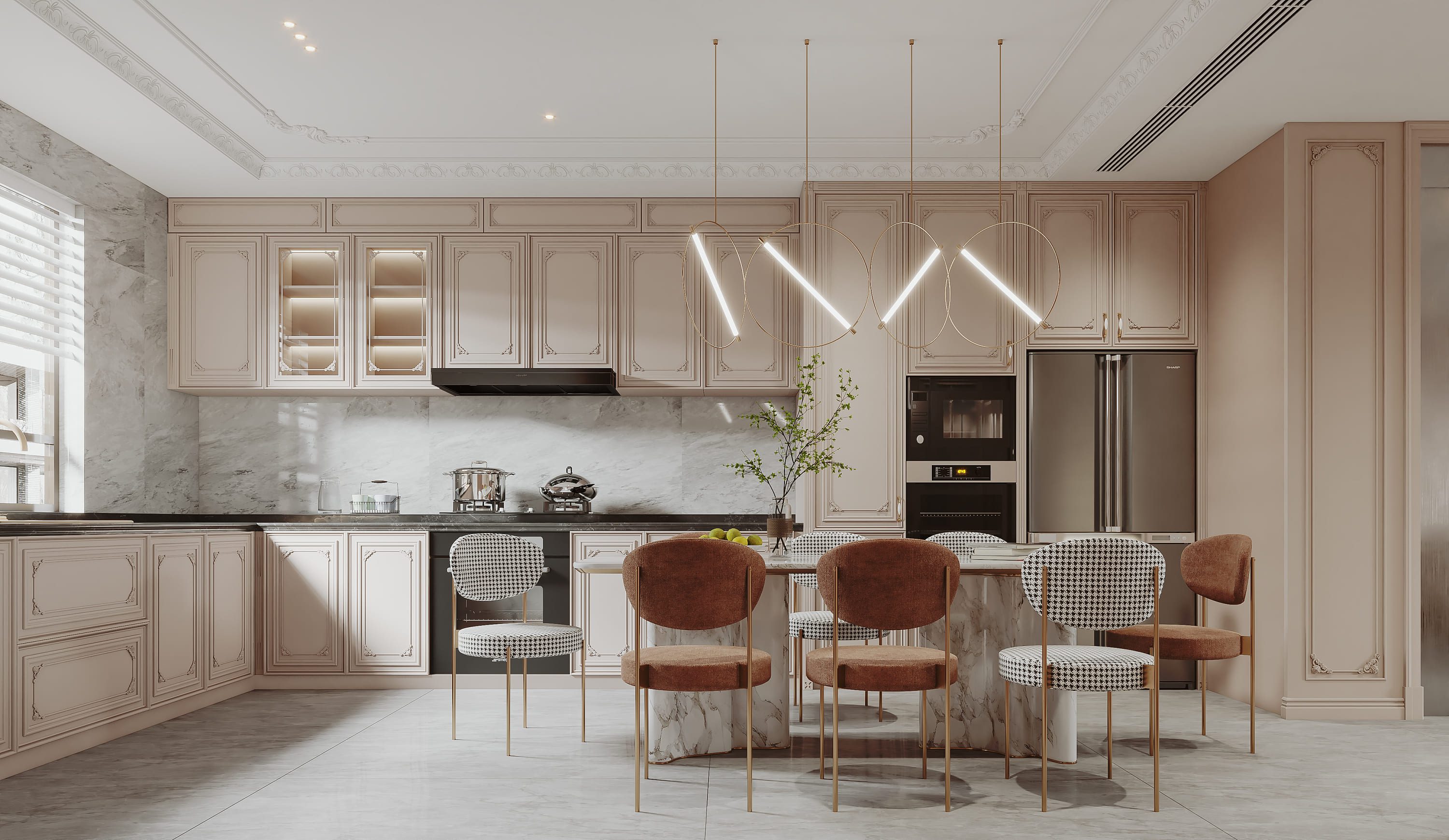 European design cabinets with glass front doors for Malaysian kitchen