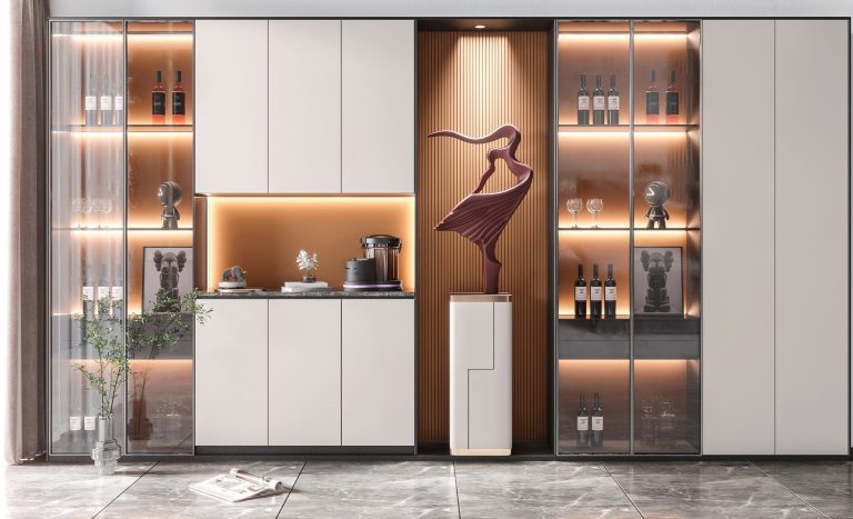 Custom TV cabinet with display shelves