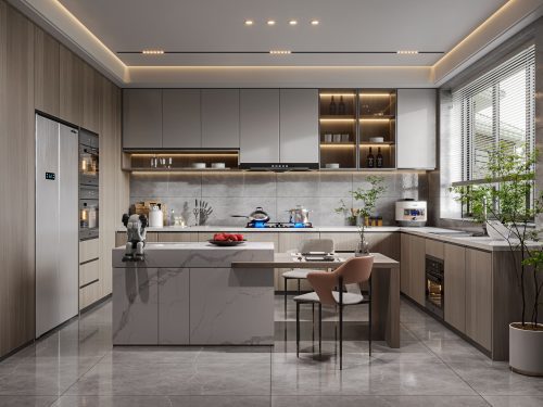 reka bentuk dapur terbuka Malaysia moden mewah